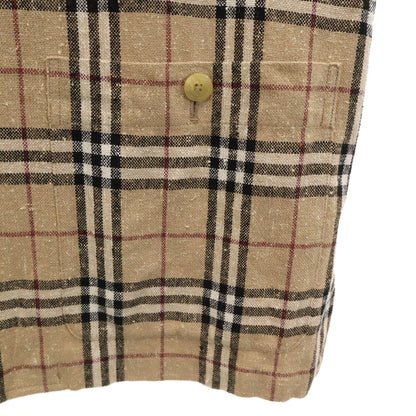 BURBERRY LONDON Nova Check Linen Blend Jacket Beige Size LL