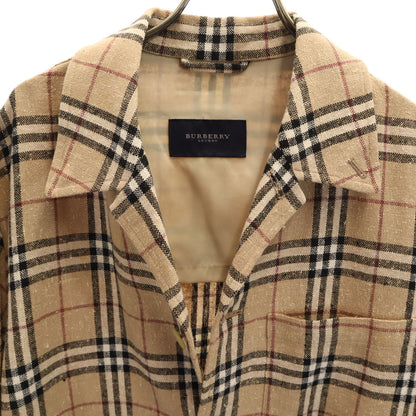 BURBERRY LONDON Nova Check Linen Blend Jacket Beige Size LL