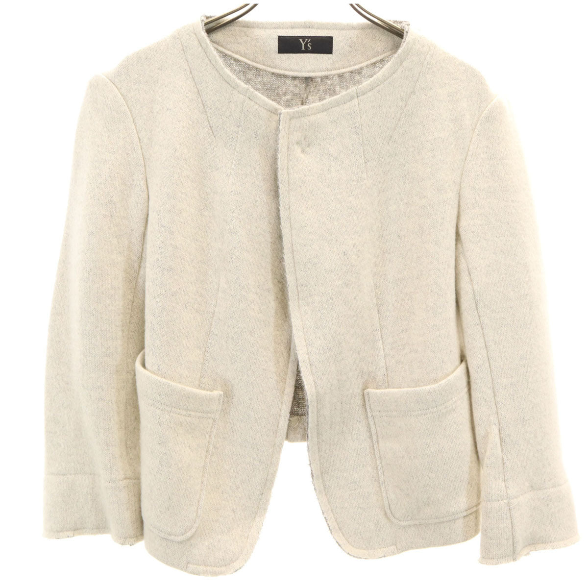 Y's Japanese Short Knit Collarless Jacket Gray Size 1