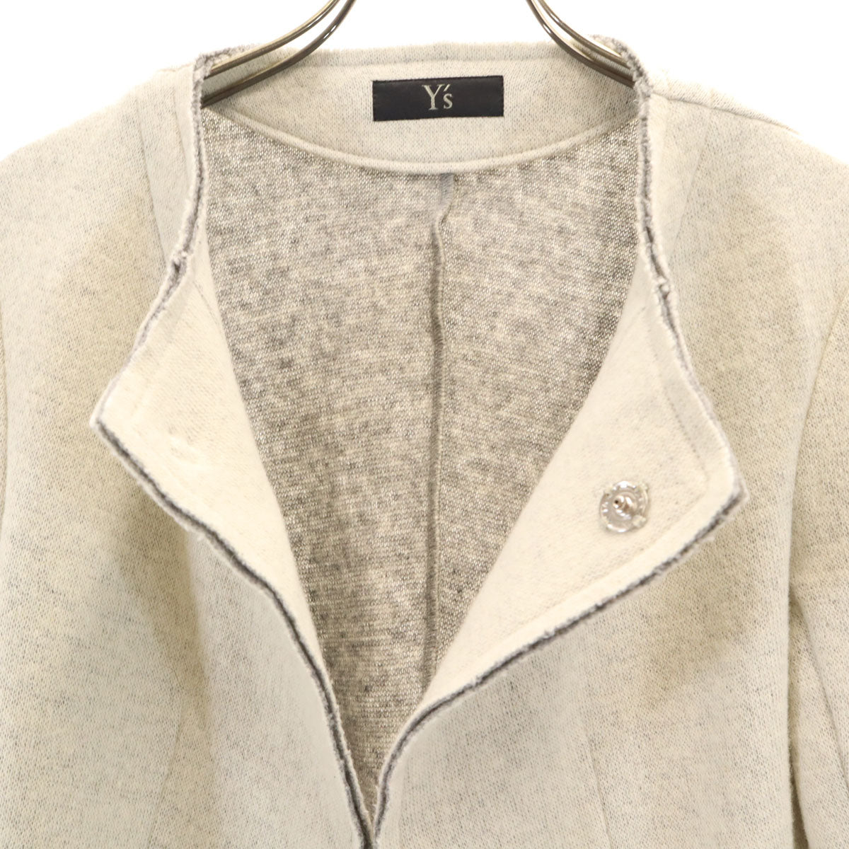 Y's Japanese Short Knit Collarless Jacket Gray Size 1