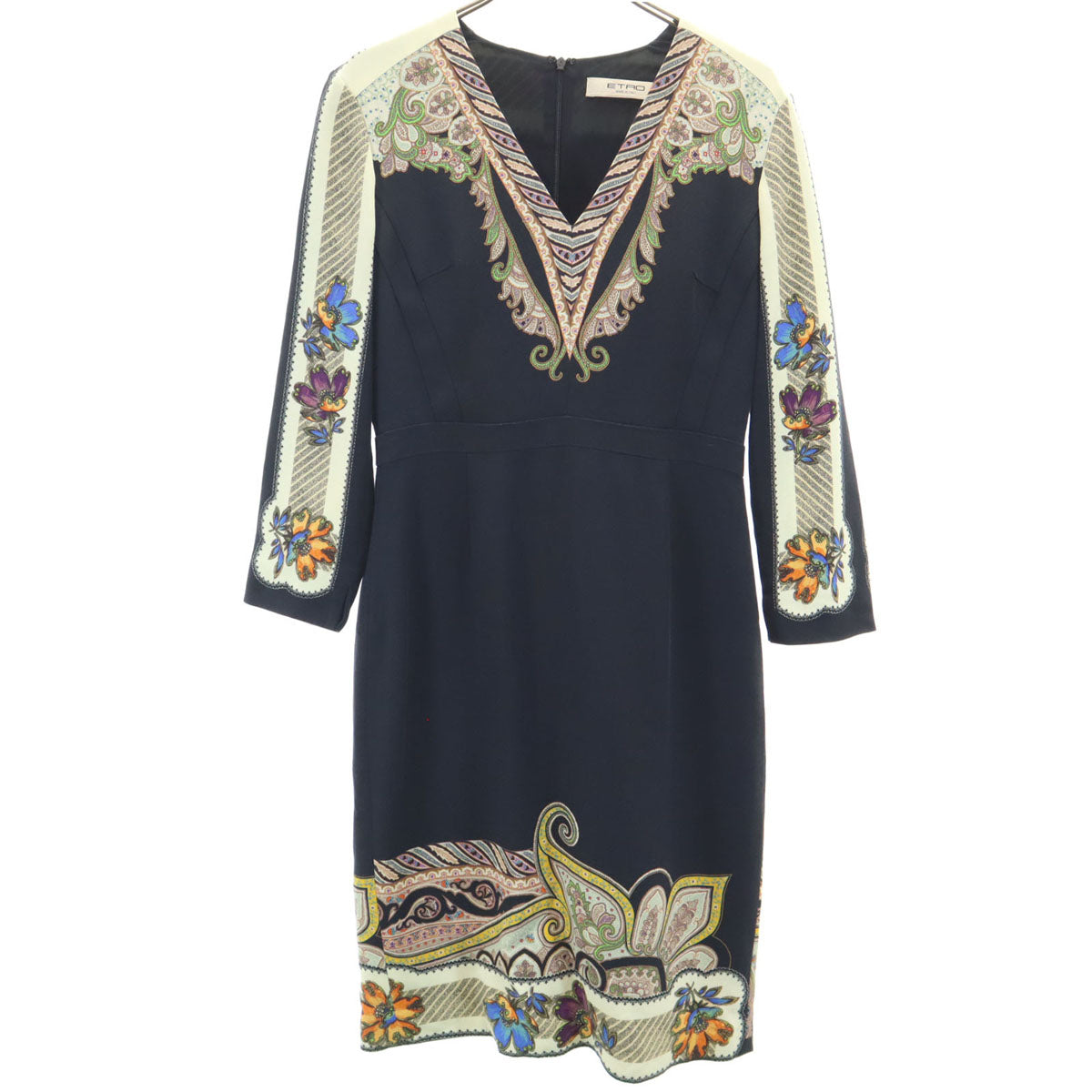 ETRO Black Patterned Long Sleeve Dress Size 38