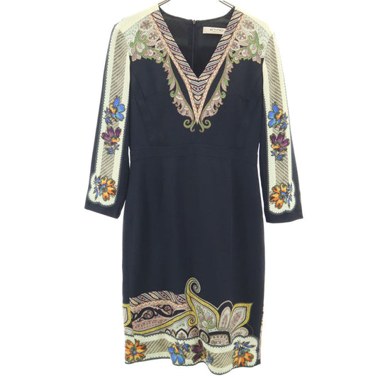 ETRO Black Patterned Long Sleeve Dress Size 38