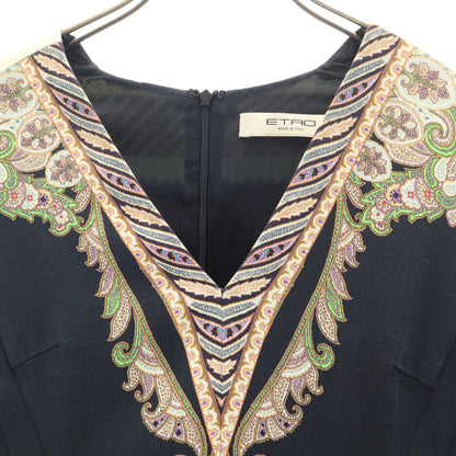 ETRO Black Patterned Long Sleeve Dress Size 38