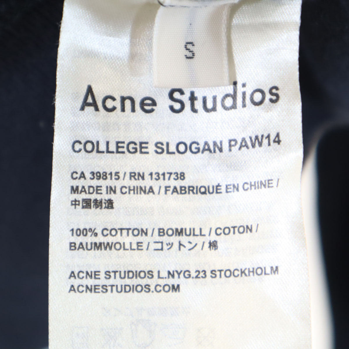 ACNE STUDIOS Long Sleeve Sweatshirt Navy Size S