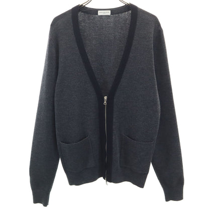 DRIES VAN NOTEN V-Neck Full Zip Knit Cardigan Gray Size S