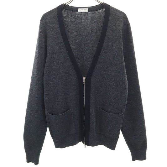 DRIES VAN NOTEN V-Neck Full Zip Knit Cardigan Gray Size S