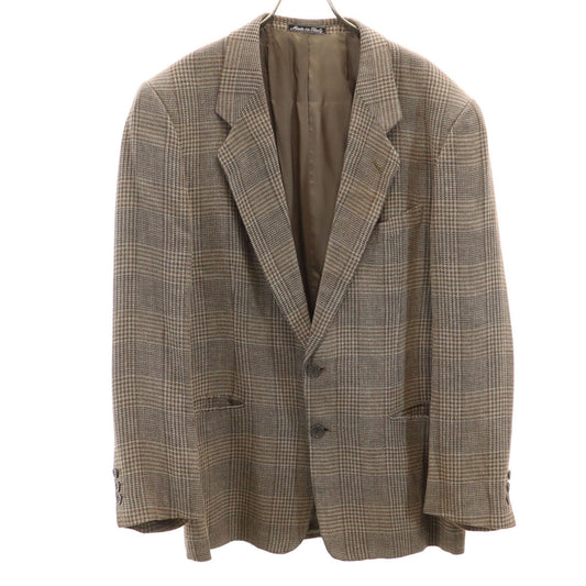 Emporio Armani 90s Brown Check Linen Blend Blazer Size 48