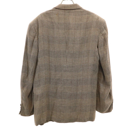 Emporio Armani 90s Brown Check Linen Blend Blazer Size 48