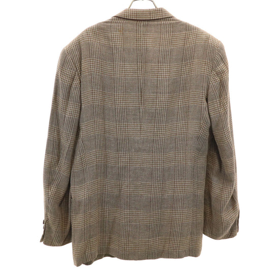 Emporio Armani 90s Brown Check Linen Blend Blazer Size 48