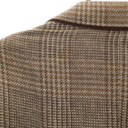 Emporio Armani 90s Brown Check Linen Blend Blazer Size 48