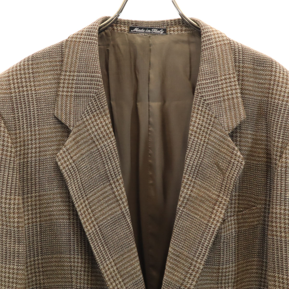 Emporio Armani 90s Brown Check Linen Blend Blazer Size 48
