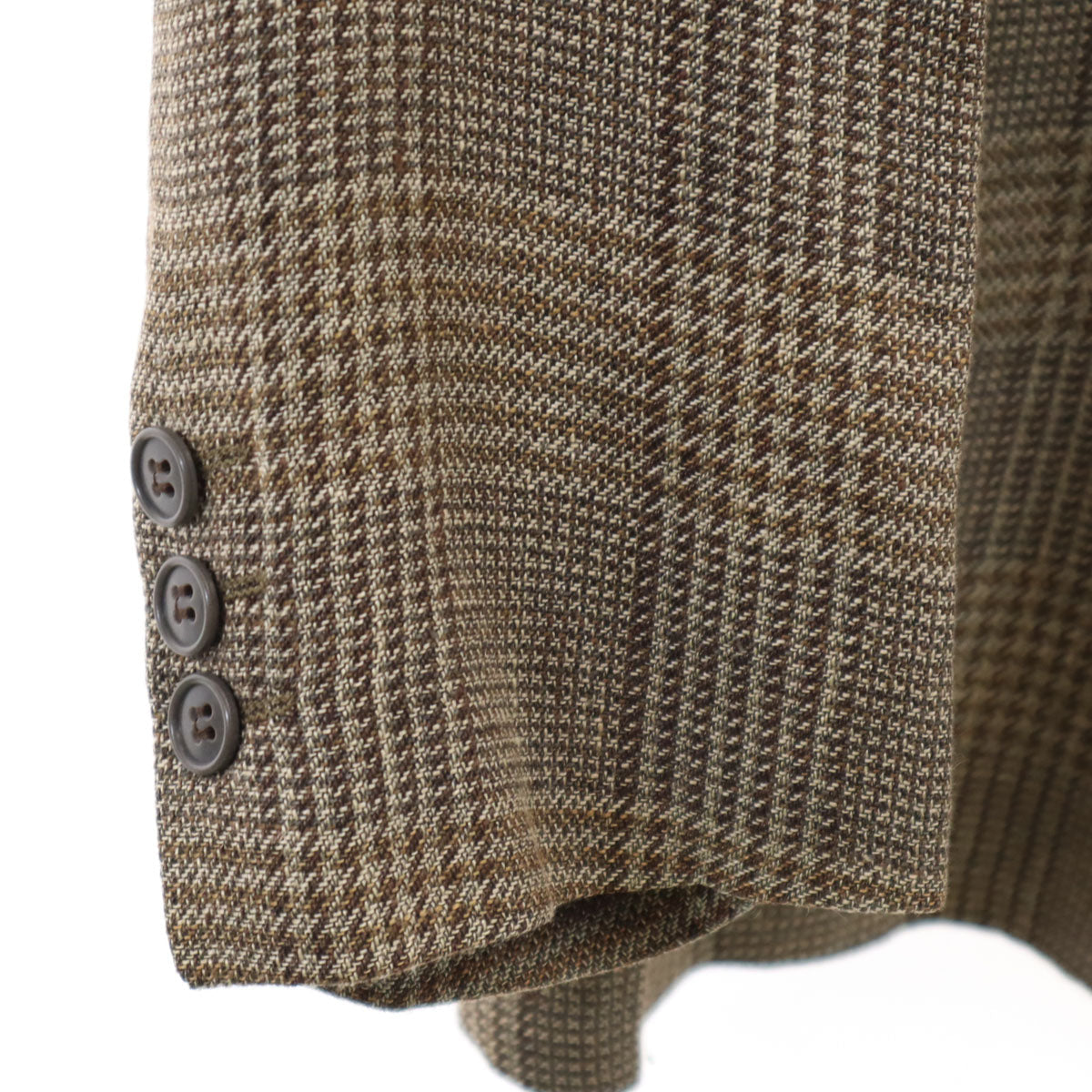 Emporio Armani 90s Brown Check Linen Blend Blazer Size 48