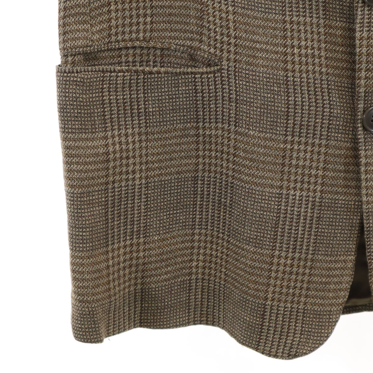 Emporio Armani 90s Brown Check Linen Blend Blazer Size 48
