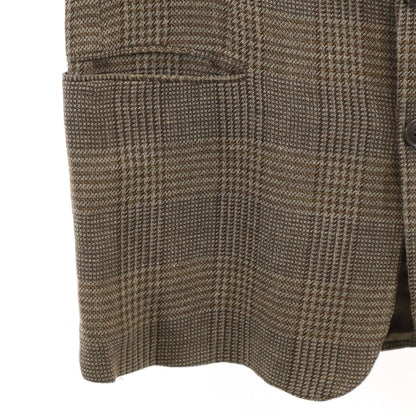 Emporio Armani 90s Brown Check Linen Blend Blazer Size 48