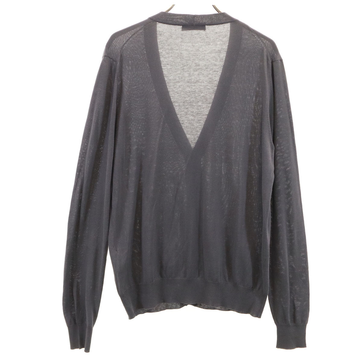 PRADA Silk Blend V-Neck Cardigan Charcoal Gray Size 48