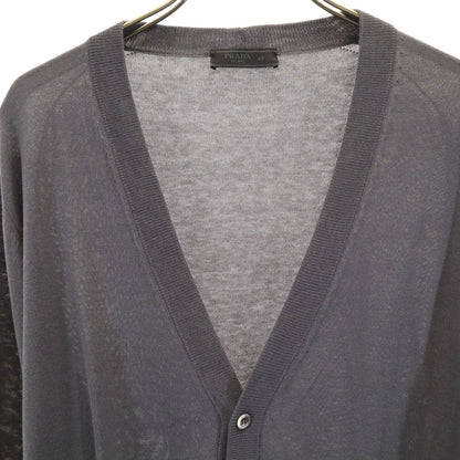 PRADA Silk Blend V-Neck Cardigan Charcoal Gray Size 48
