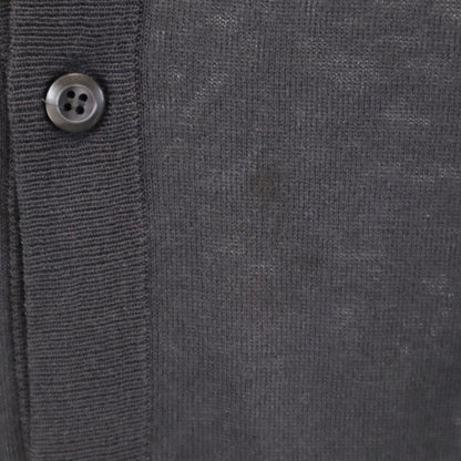 PRADA Silk Blend V-Neck Cardigan Charcoal Gray Size 48