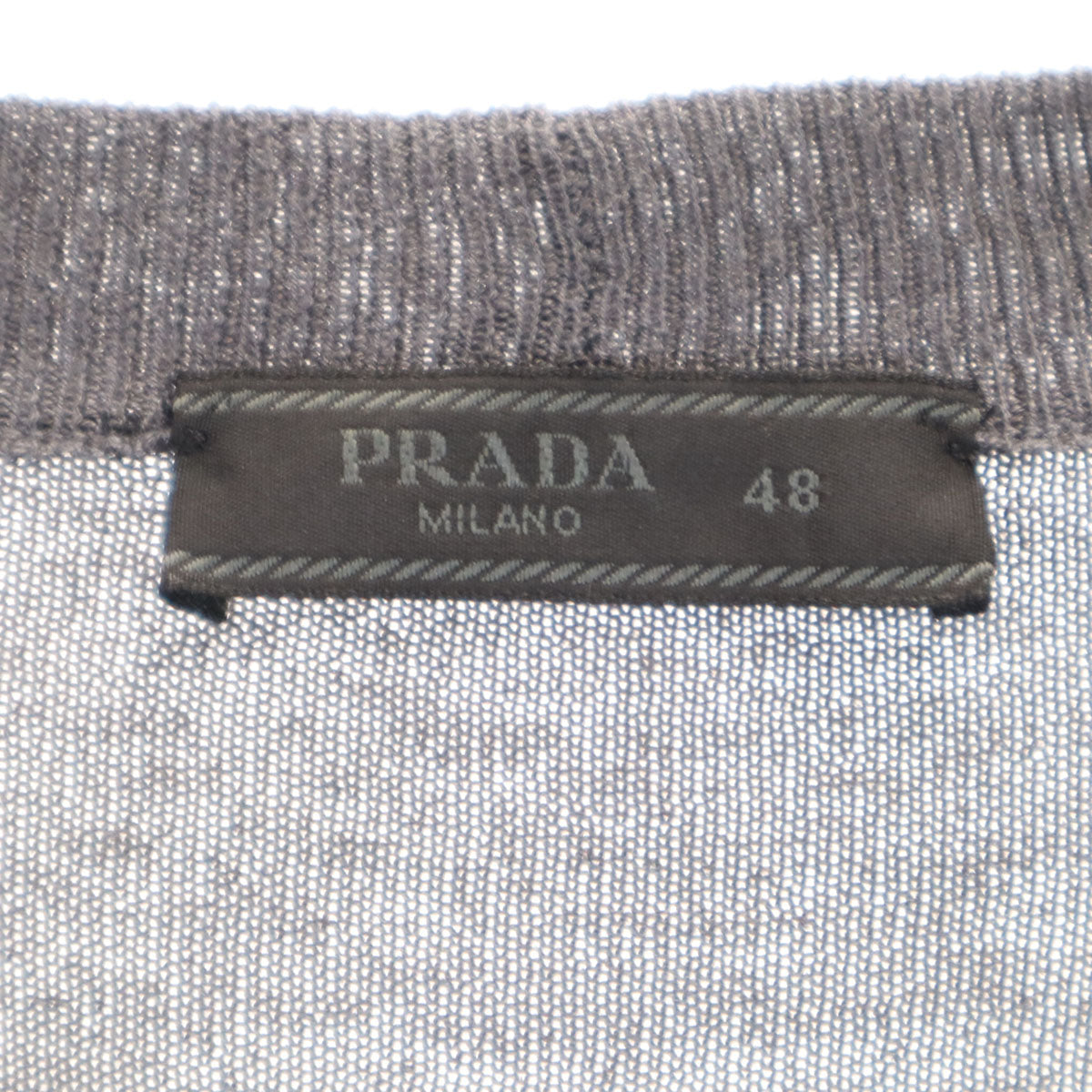PRADA Silk Blend V-Neck Cardigan Charcoal Gray Size 48