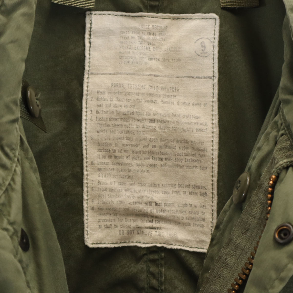 US ARMY 70s Vintage M-65 Mod Coat Green Size L