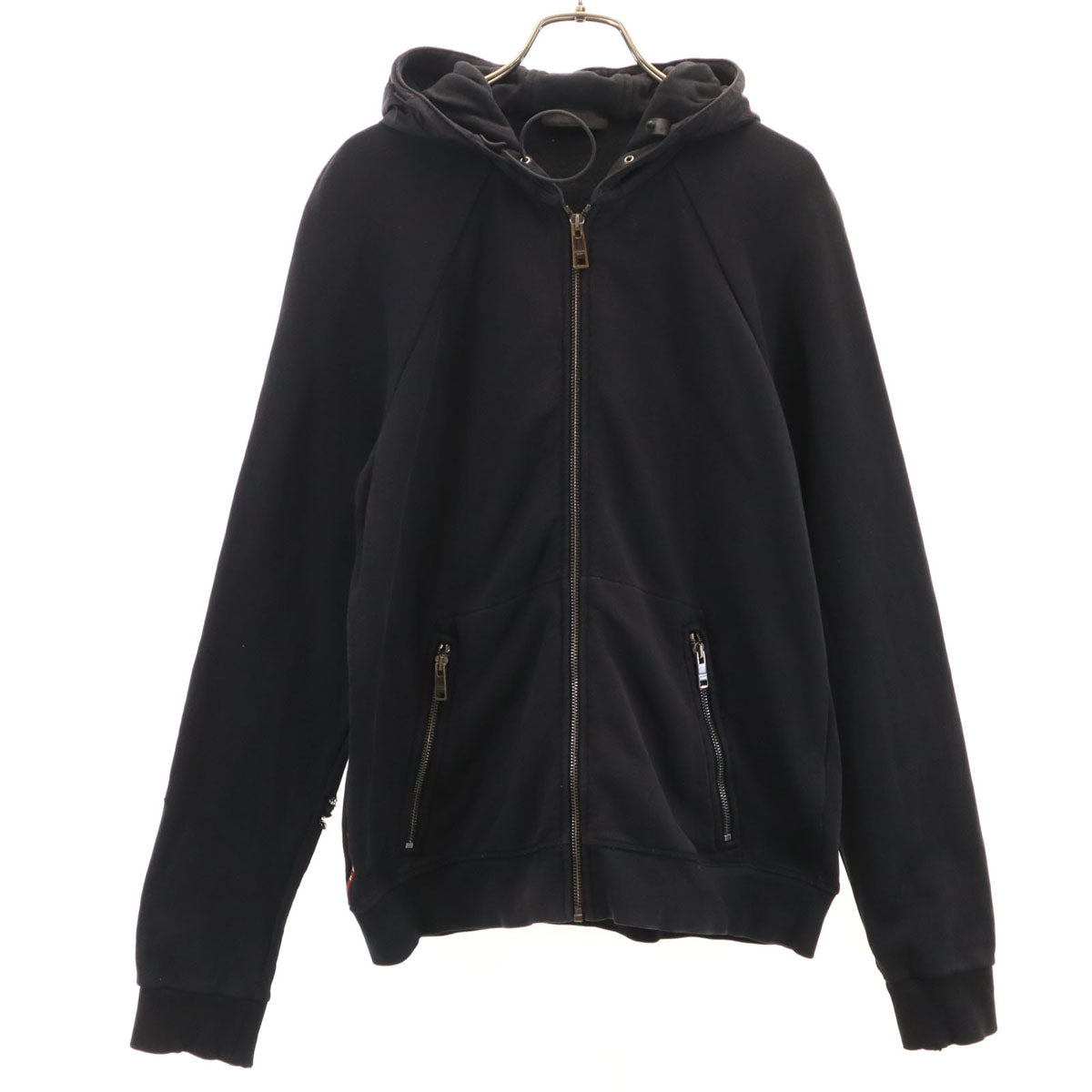 PRADA Long Sleeve Zip Hoodie Black Size M
