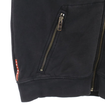 PRADA Long Sleeve Zip Hoodie Black Size M