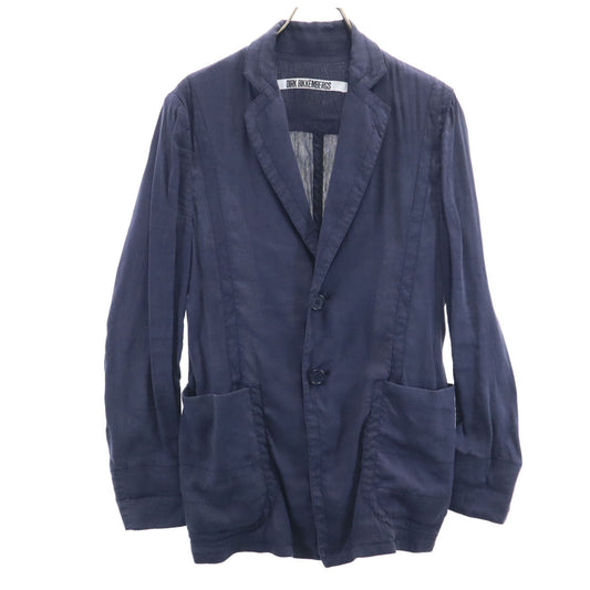 DIRK BIKKEMBERGS Linen Blend Unstructured Blazer Navy Size 46