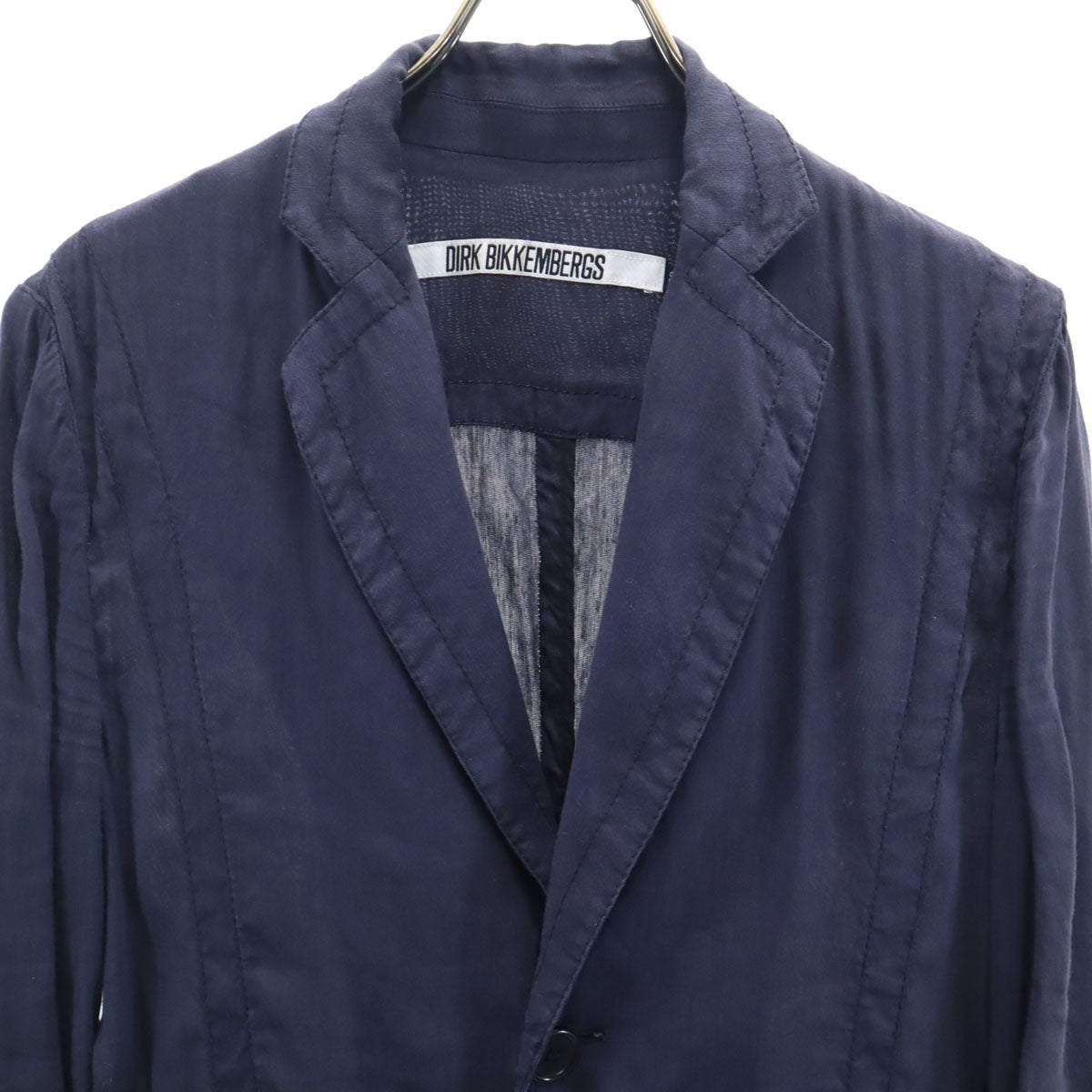DIRK BIKKEMBERGS Linen Blend Unstructured Blazer Navy Size 46
