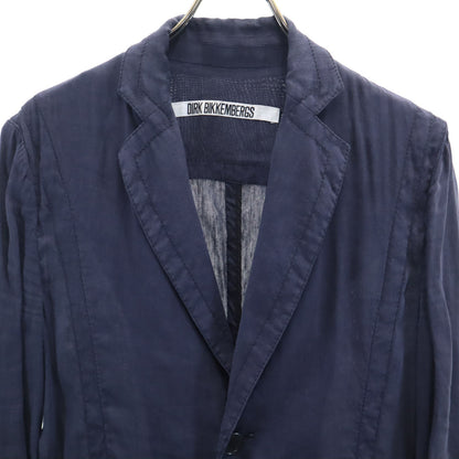 DIRK BIKKEMBERGS Linen Blend Unstructured Blazer Navy Size 46
