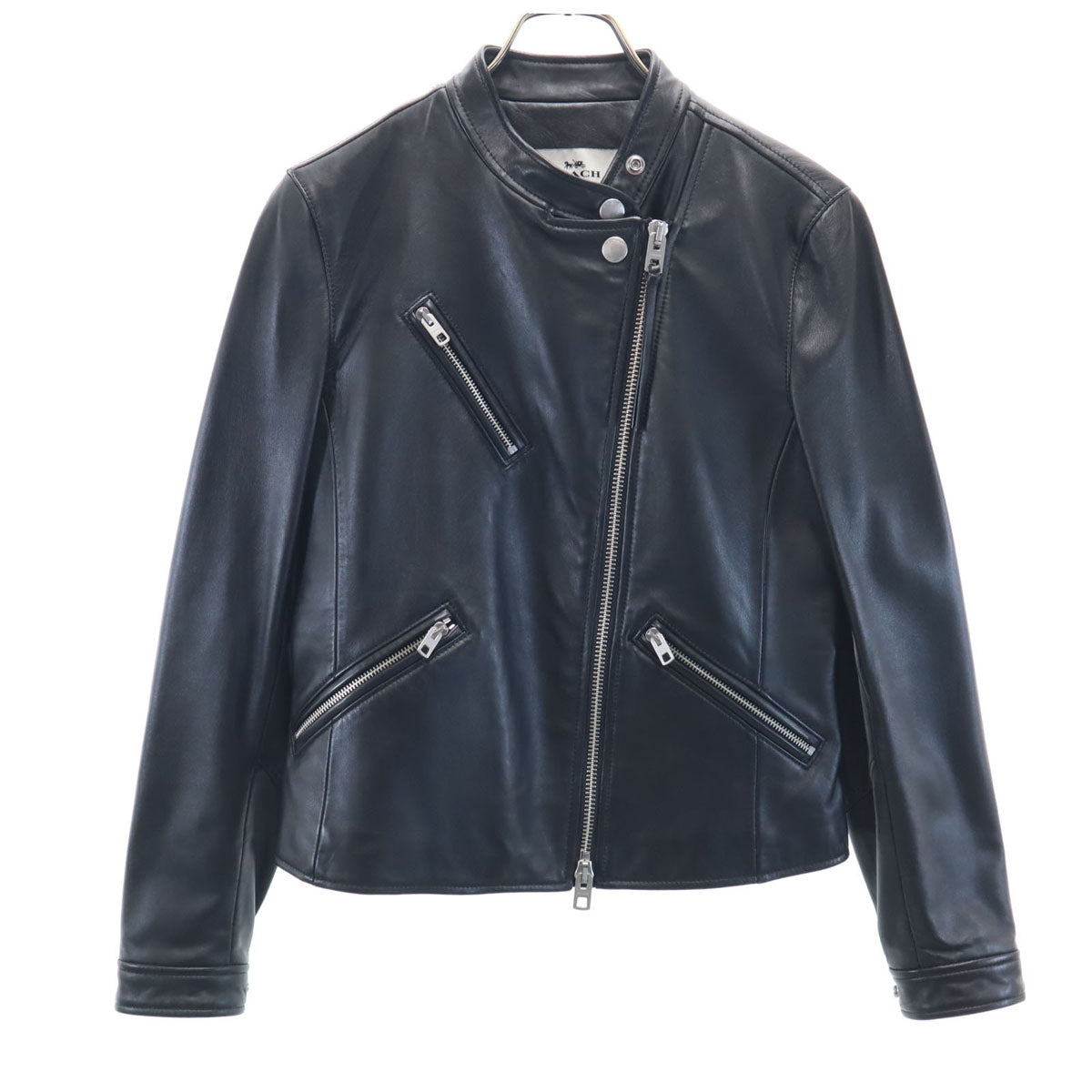 COACH Sheepskin Moto Jacket Black Size S