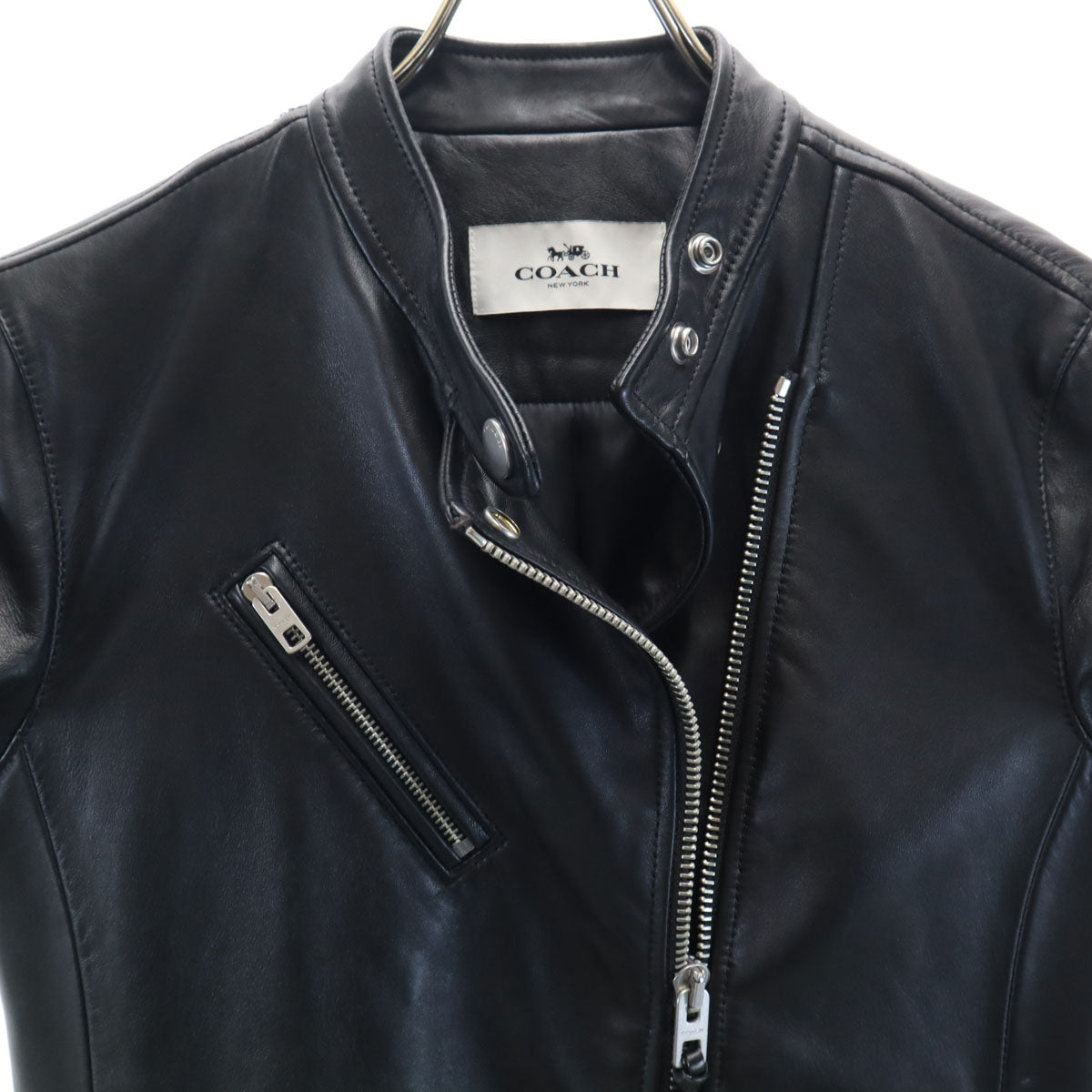 COACH Sheepskin Moto Jacket Black Size S