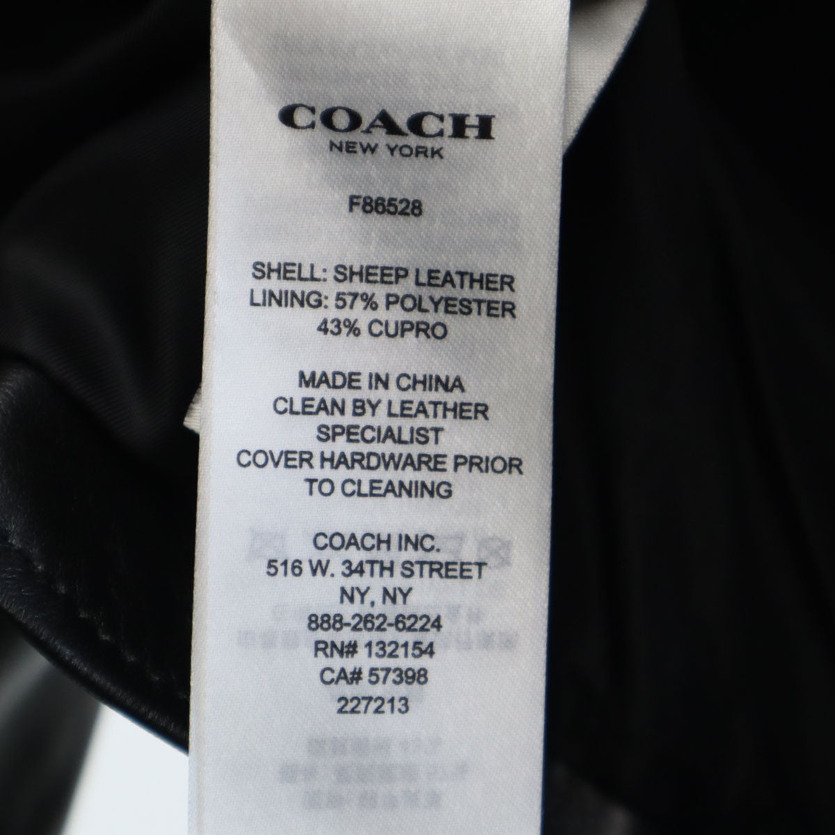 COACH Sheepskin Moto Jacket Black Size S