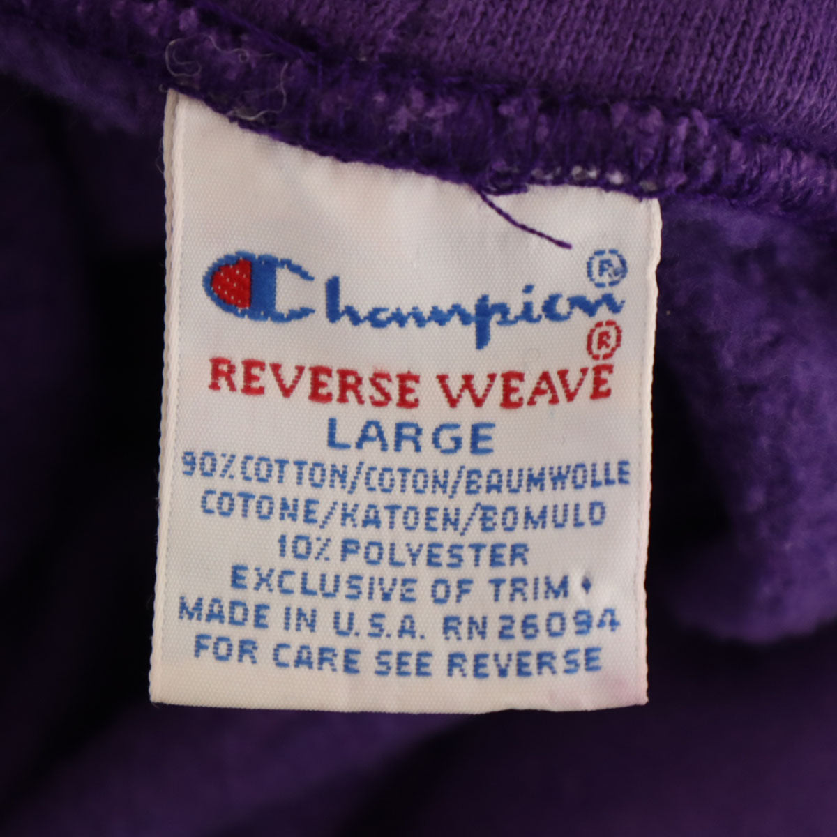 Champion 90s USA Reverse Weave Hoodie Purple Size L
