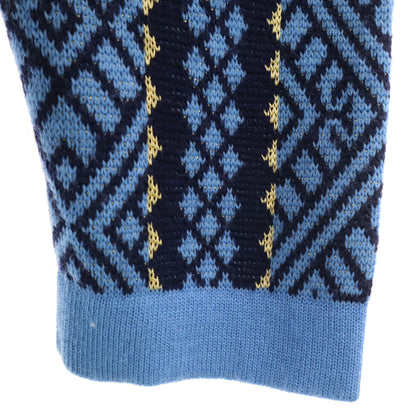 YVES SAINT LAURENT 90s Patterned V-Neck Cardigan Blue Size M