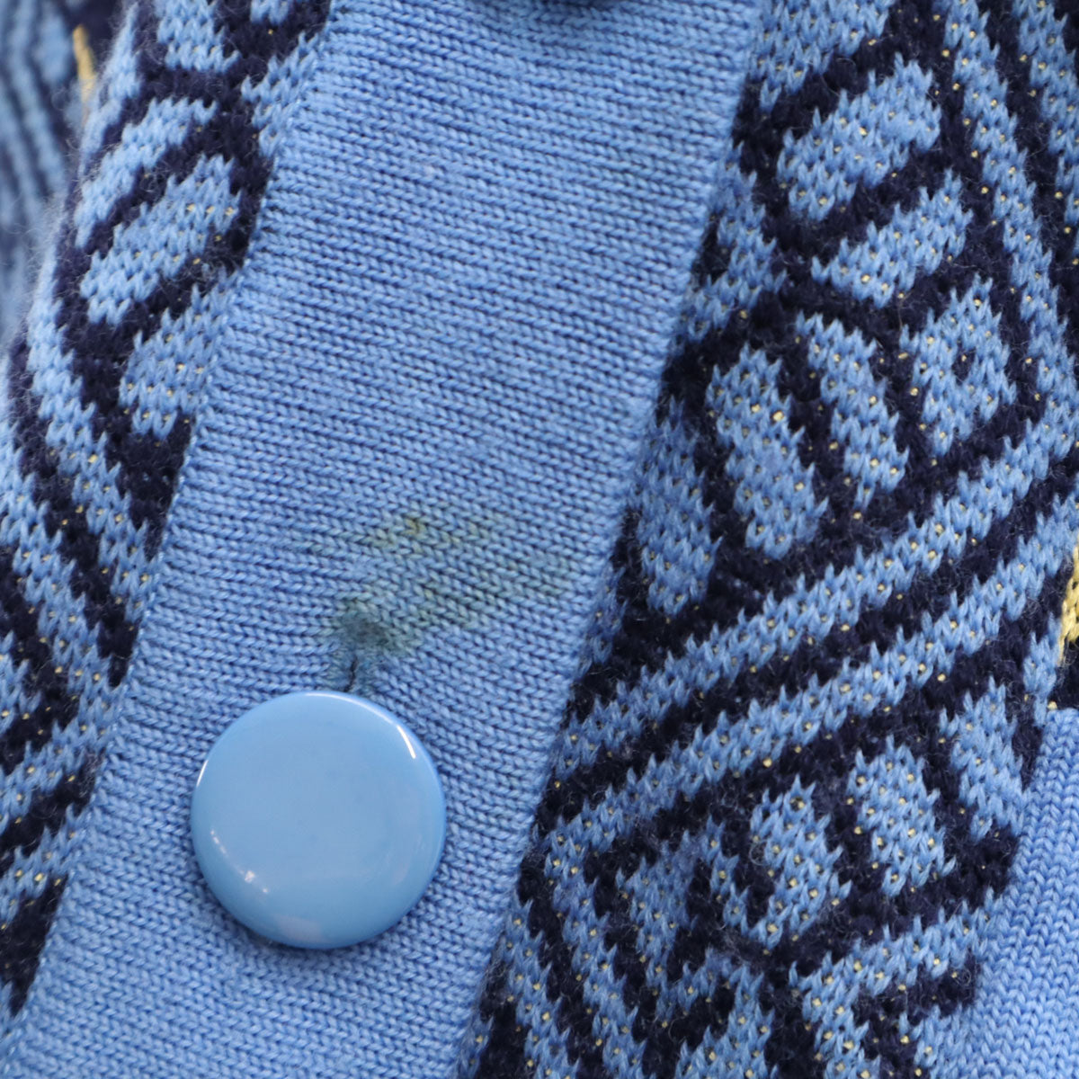YVES SAINT LAURENT 90s Patterned V-Neck Cardigan Blue Size M