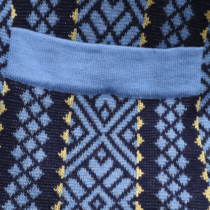 YVES SAINT LAURENT 90s Patterned V-Neck Cardigan Blue Size M