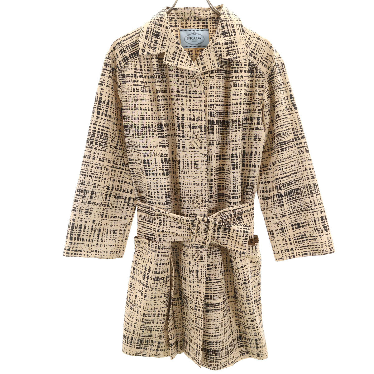 PRADA Italian Silk All-Over Pattern Spring Coat Size 38