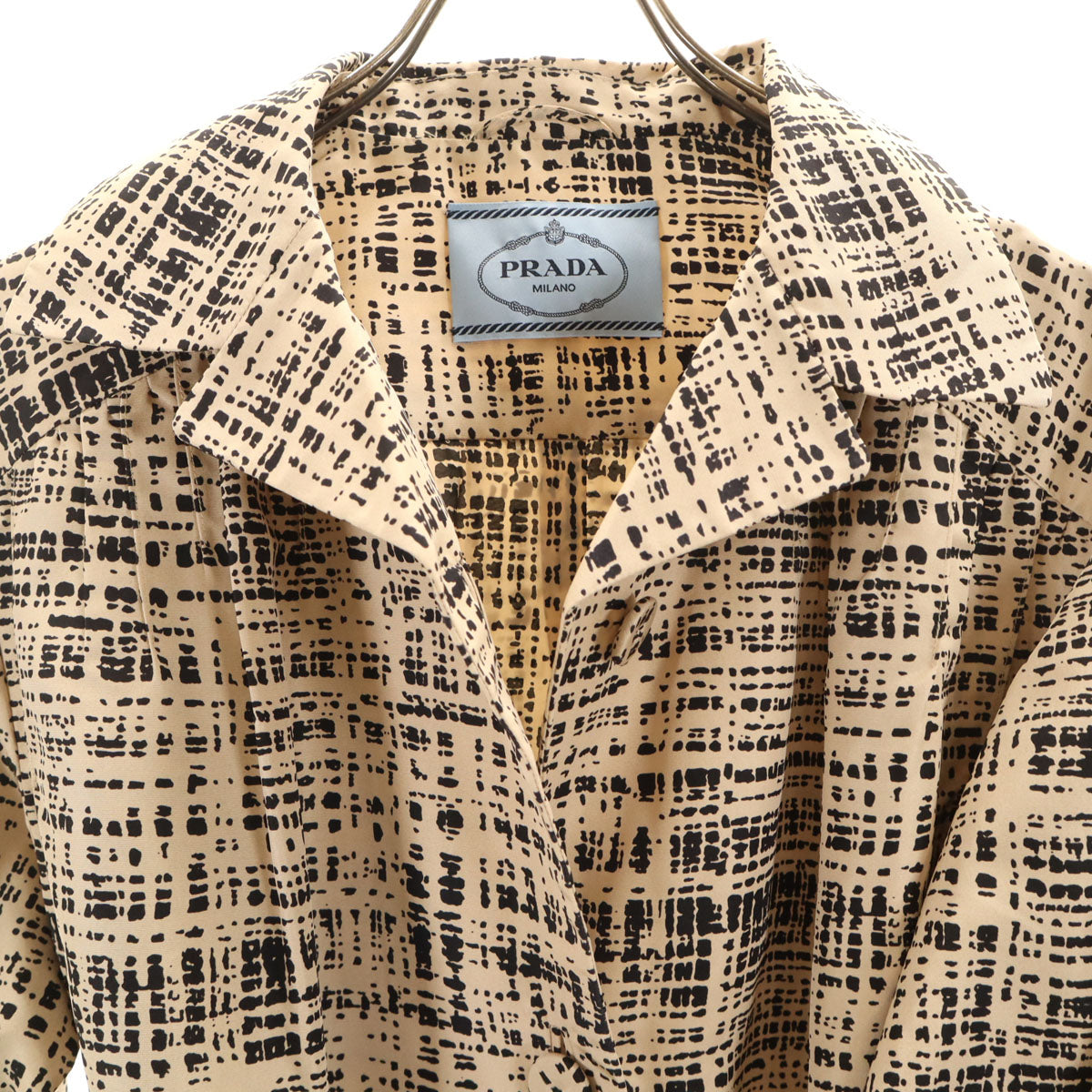 PRADA Italian Silk All-Over Pattern Spring Coat Size 38