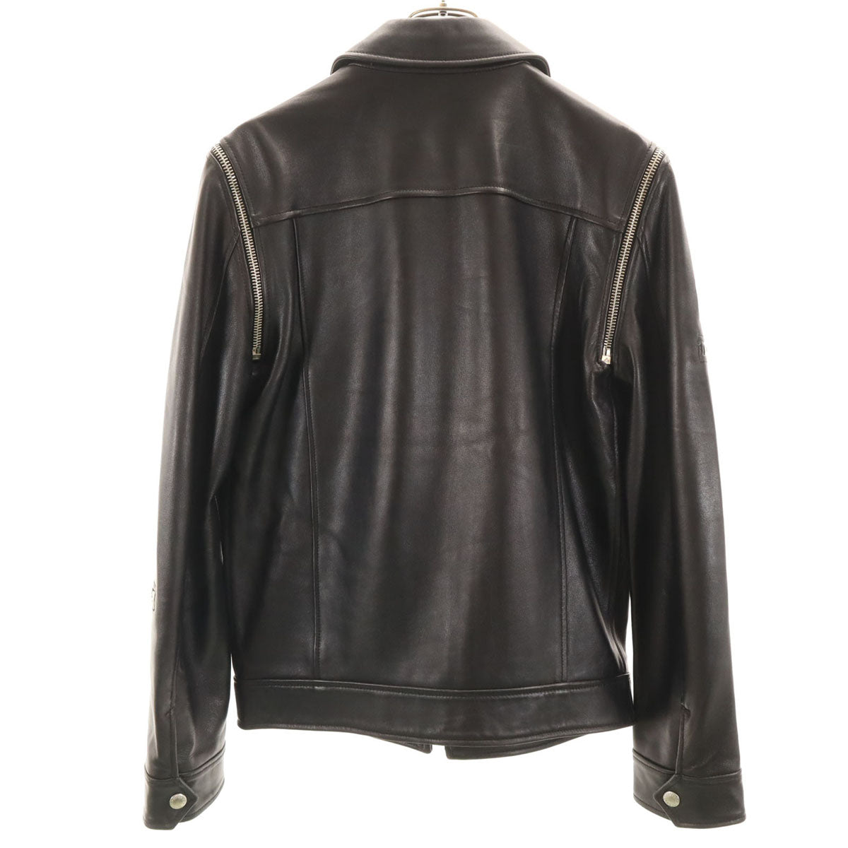 DOLCE&GABBANA Italian Lamb Leather 2-Way Jacket Black Size 46