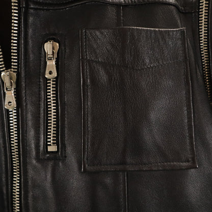 DOLCE&GABBANA Italian Lamb Leather 2-Way Jacket Black Size 46
