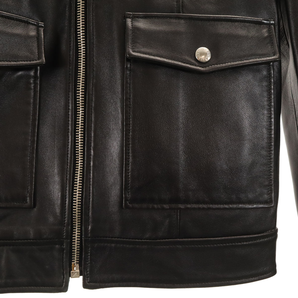 DOLCE&GABBANA Italian Lamb Leather 2-Way Jacket Black Size 46