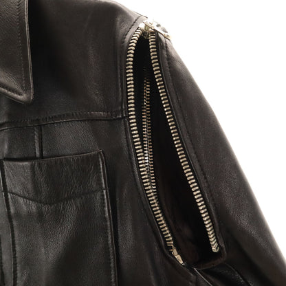 DOLCE&GABBANA Italian Lamb Leather 2-Way Jacket Black Size 46