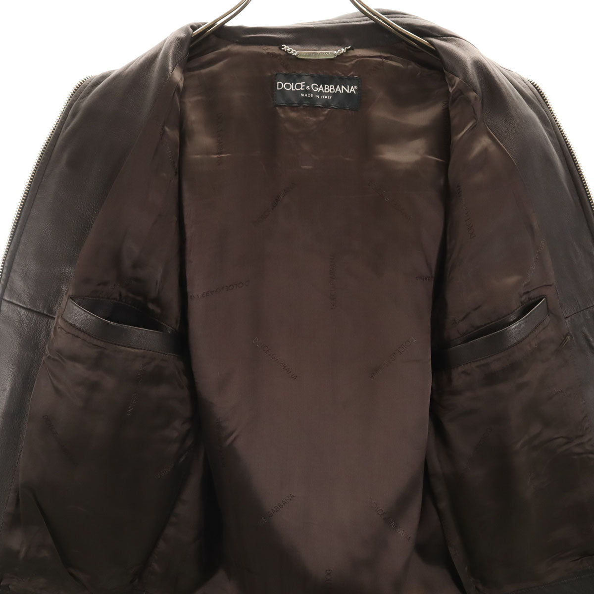 DOLCE&GABBANA Italian Lamb Leather 2-Way Jacket Black Size 46