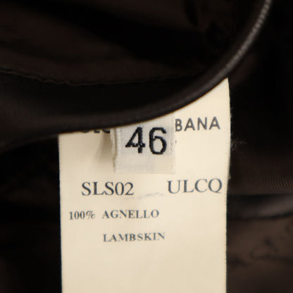 DOLCE&GABBANA Italian Lamb Leather 2-Way Jacket Black Size 46
