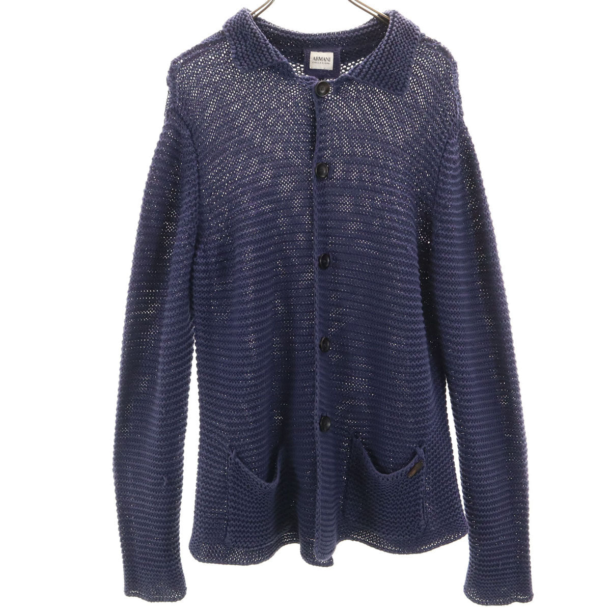 ARMANI COLLEZIONI Linen Long Sleeve Cardigan Navy Size 50