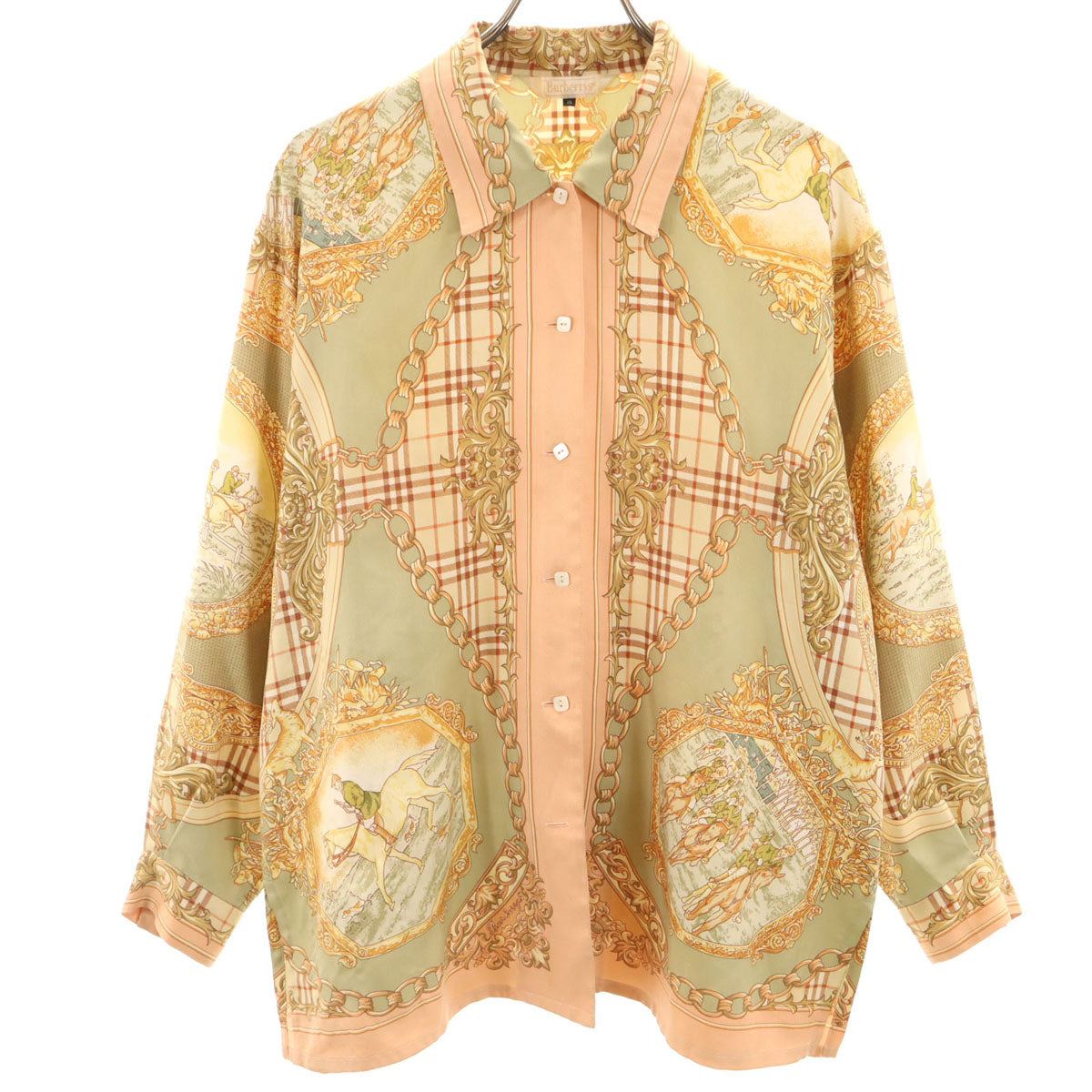 Burberrys 90s Vintage All-Over Print Sleeve Shirt Size JP 15