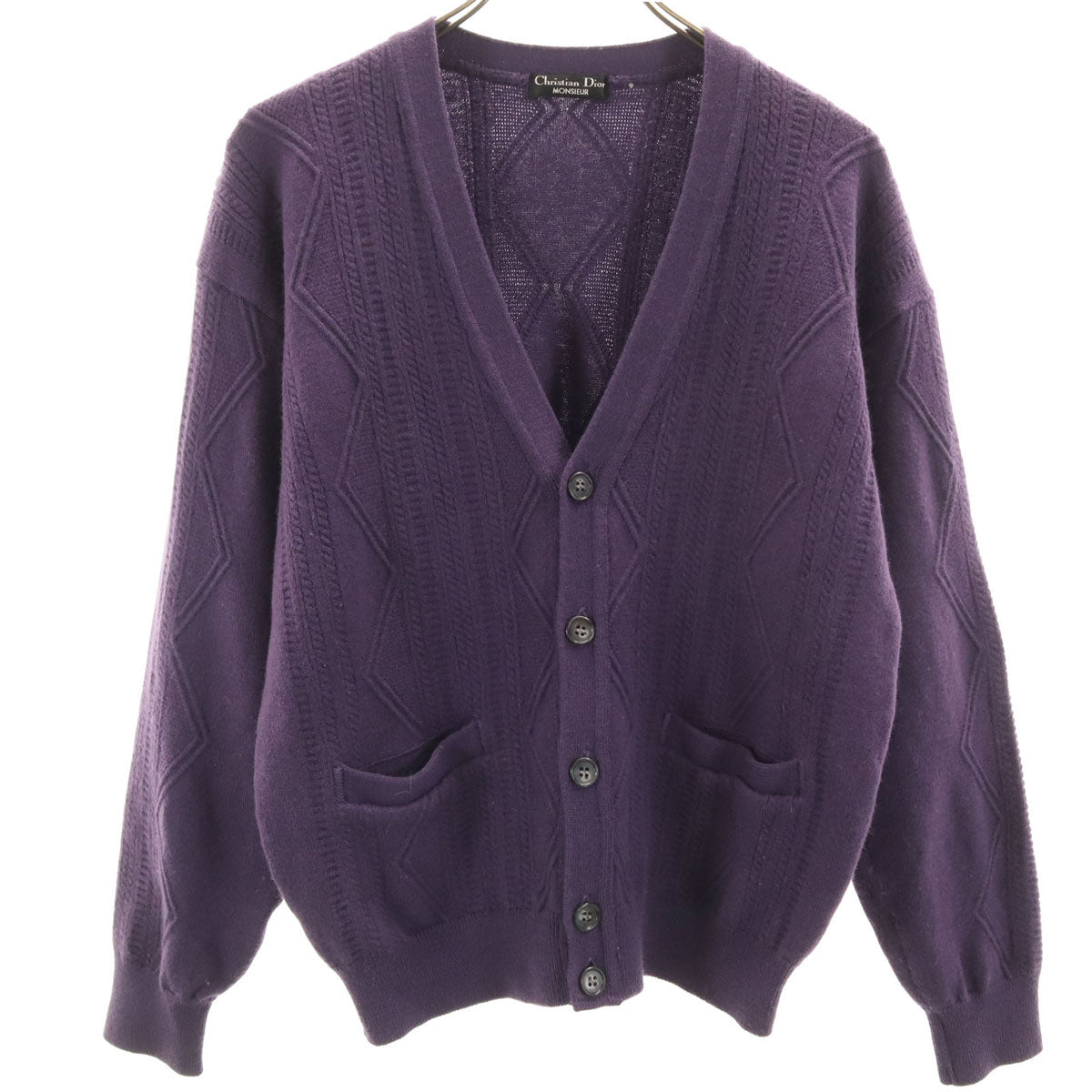 Christian Dior MONSIEUR 90s Patterned V-Neck Cardigan Size L