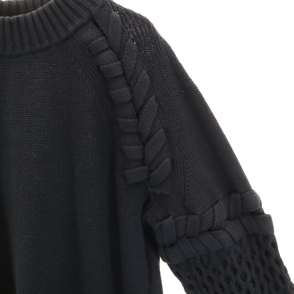 Sacai Long Sleeve Design Knit Sweater Black Size 2