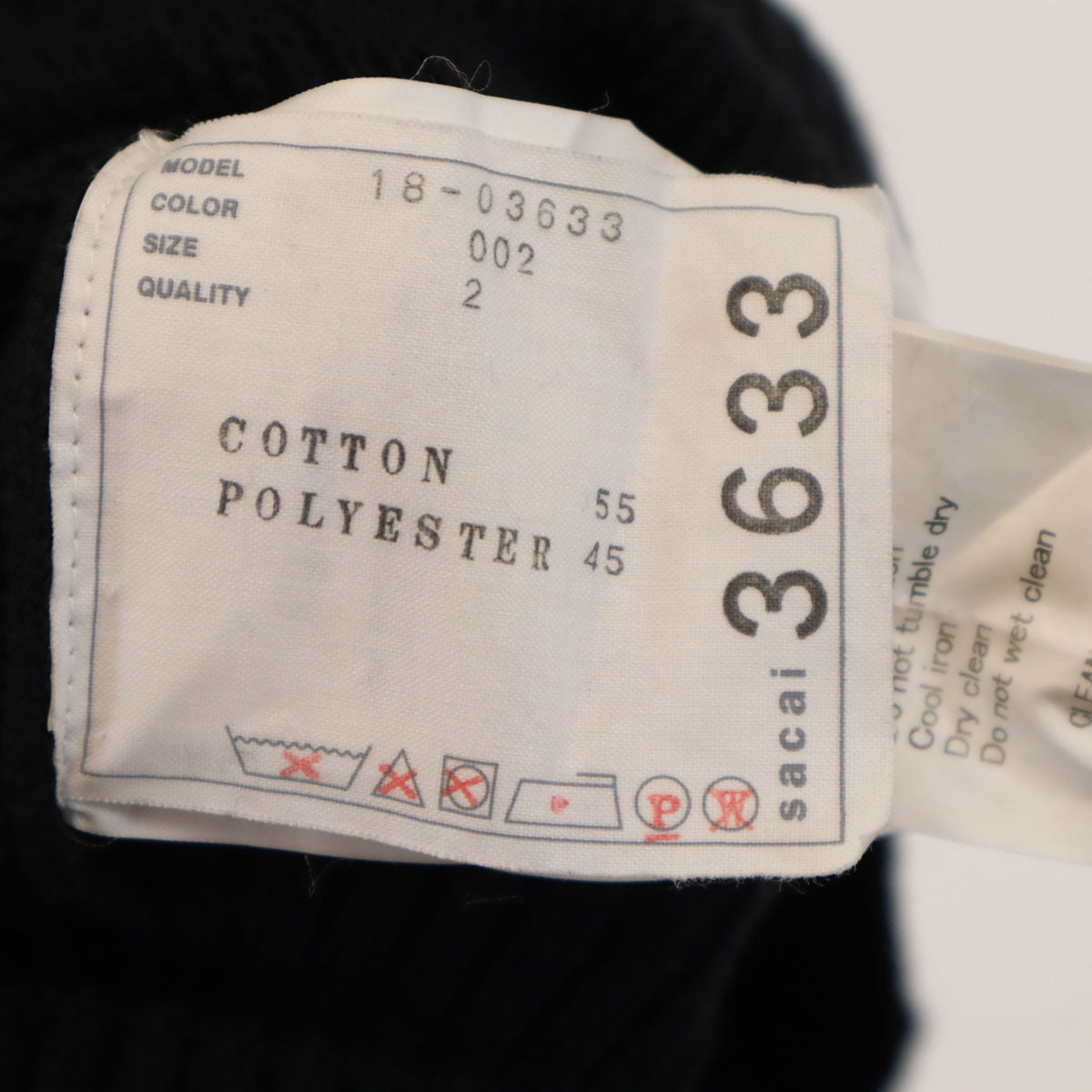 Sacai Long Sleeve Design Knit Sweater Black Size 2