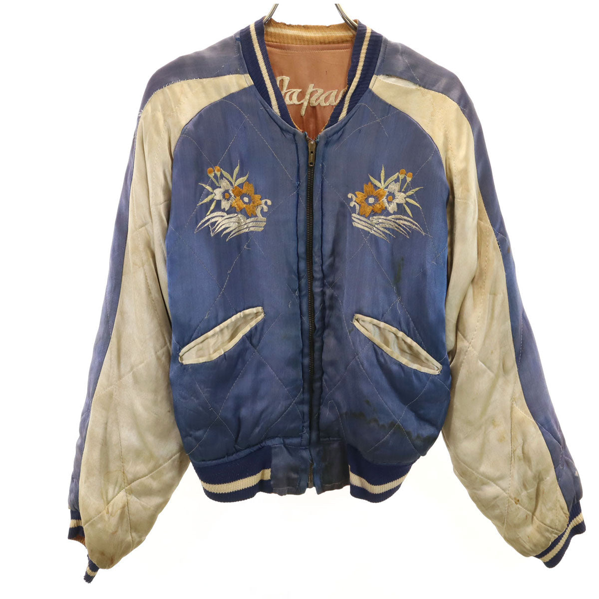 Souvenir Jacket 50s Japan Map Tiger Jacket Navy