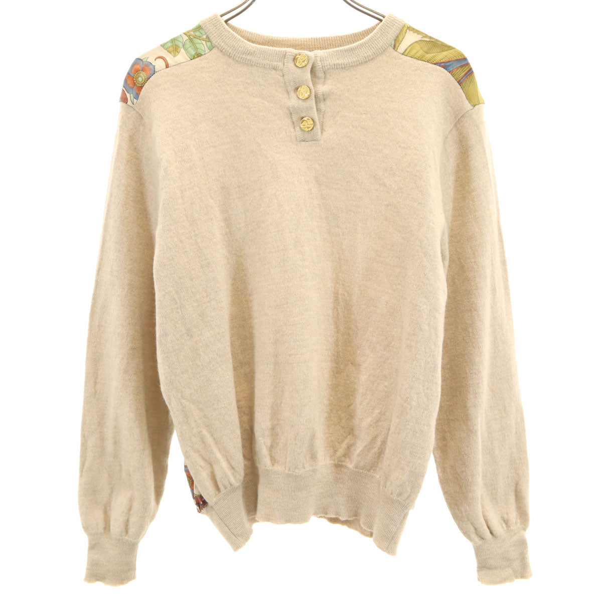 Salvatore Ferragamo 90s Floral Silk Sweater Beige Size L
